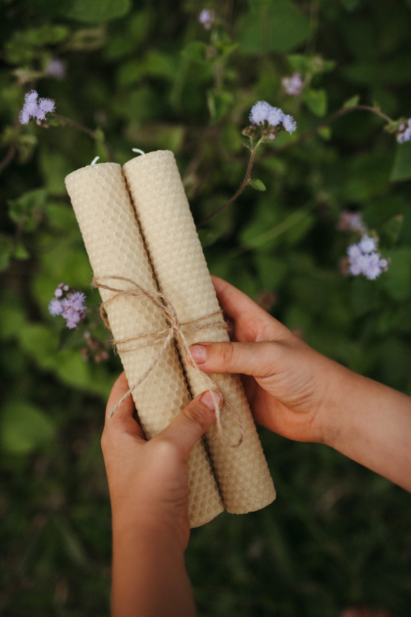 Thick rolled bees wax candles candles
